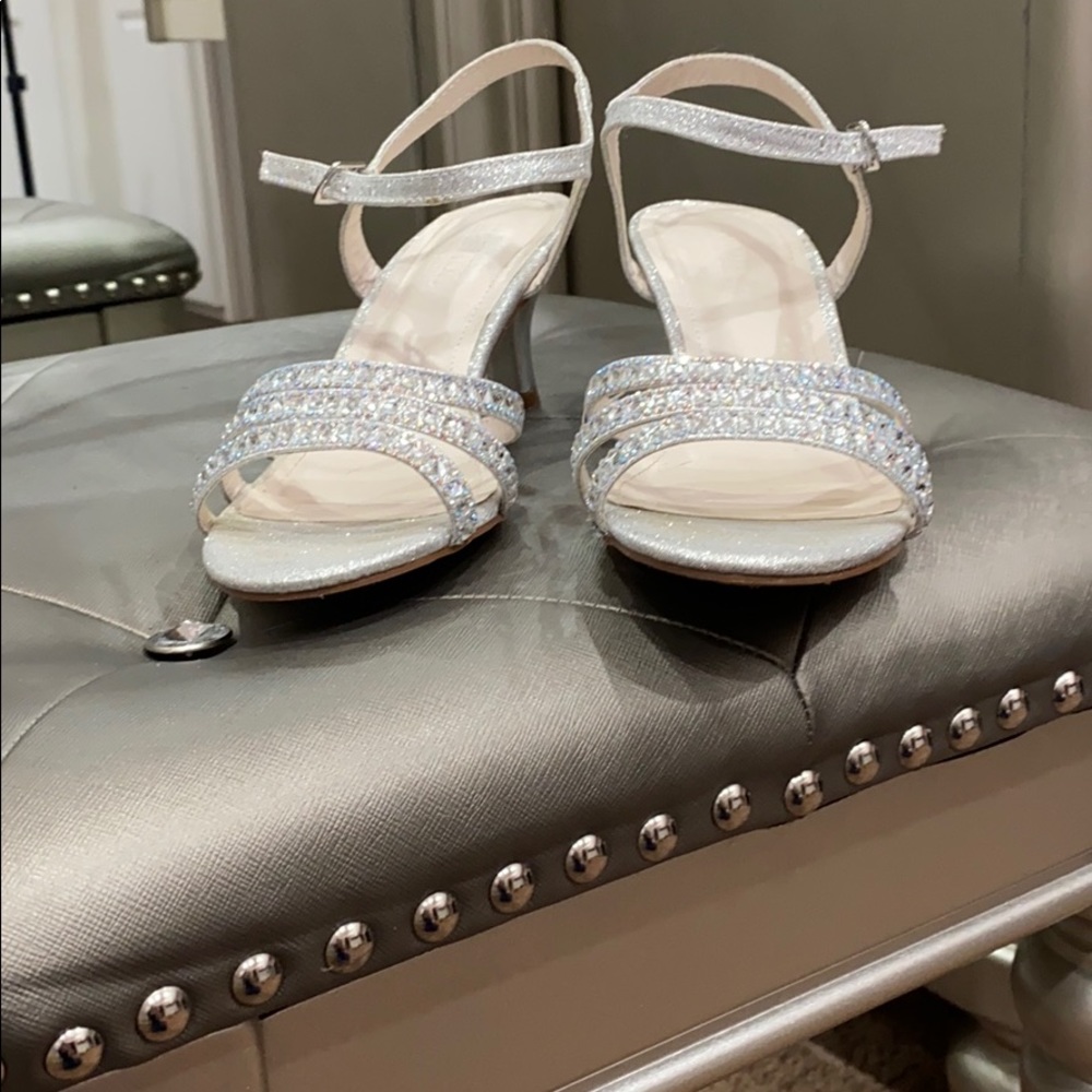 David’s bridal silver sparkly heels